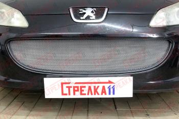 3 399 р. Защита радиатора (низ) Стрелка11 Стандарт  Peugeot 407 ( седан,  универсал) (2004-2011) (хром). Увеличить фотографию 1