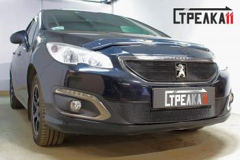 3 179 р. Защита радиатора (верх) Стрелка11 Стандарт  Peugeot 408 (2015-2022) рестайлинг (хром). Увеличить фотографию 1