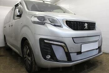 5 649 р. Защита радиатора (середина, низ) Стрелка11 Стандарт  Peugeot Traveller (2016-2024) (хром). Увеличить фотографию 1