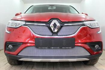 3 699 р. Защита радиатора (верх, 2 части) Стрелка11 Стандарт  Renault Arkana (2019-2024) (хром). Увеличить фотографию 2