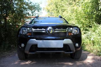 2 559 р. Защита радиатора (верх) Стрелка11 Стандарт  Renault Duster  HS (2015-2021) рестайлинг (черная). Увеличить фотографию 3