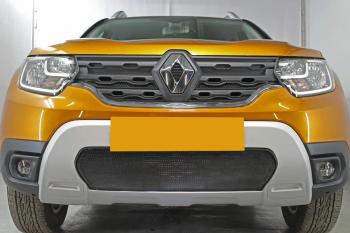 3 599 р. Защита радиатора (верх, 4 части) Стрелка11 Стандарт  Renault Duster  HM (2020-2024) (черная). Увеличить фотографию 3