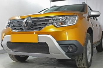 3 599 р. Защита радиатора (верх, 4 части) Стрелка11 Стандарт Renault Duster HM (2020-2024) (черная). Увеличить фотографию 2