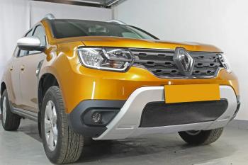 3 599 р. Защита радиатора (верх, 4 части) Стрелка11 Стандарт  Renault Duster  HM (2020-2024) (черная). Увеличить фотографию 4