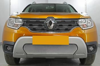 3 779 р. Защита радиатора (верх, 4 части) Стрелка11 Стандарт  Renault Duster  HM (2020-2024) (хром). Увеличить фотографию 2