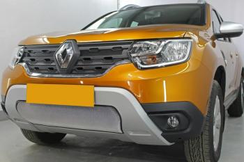 3 779 р. Защита радиатора (верх, 4 части) Стрелка11 Стандарт  Renault Duster  HM (2020-2024) (хром). Увеличить фотографию 1