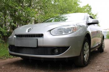 2 399 р. Защита радиатора (верх) Стрелка11 Стандарт  Renault Fluence (2010-2012) дорестайлинг (черная). Увеличить фотографию 3