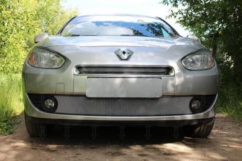 2 559 р. Защита радиатора (верх) Стрелка11 Стандарт    Renault Fluence (2010-2012) дорестайлинг (хром). Увеличить фотографию 1