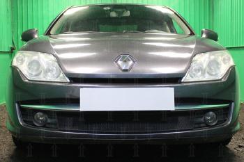 2 799 р. Защита радиатора (кроме 2.0) Стрелка11 Стандарт  Renault Laguna  X91 (2007-2011) лифтбэк дорестайлинг (черная). Увеличить фотографию 1