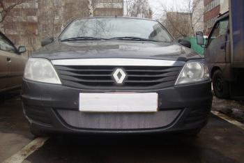 2 999 р. Защита радиатора Стрелка11 Стандарт  Renault Logan  1 (2010-2016) рестайлинг (хром). Увеличить фотографию 1