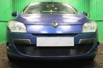 1 859 р. Защита радиатора (верх) Стандарт Renault Megane седан  дорестайлинг (2008-2012) (черная). Увеличить фотографию 2