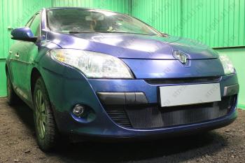 2 499 р. Защита радиатора (низ) Стандарт  Renault Megane  седан (2008-2012)  дорестайлинг (черная). Увеличить фотографию 1