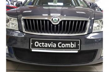 2 499 р. Защита радиатора Стрелка11 Стандарт  Skoda Octavia  A5 (2008-2013) лифтбэк рестайлинг, рестайлинг универсал (черная). Увеличить фотографию 1