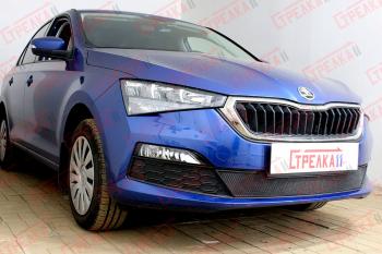 2 599 р. Защита радиатора (низ) Стрелка11 Стандарт Skoda Rapid MK2 (2019-2024) (черная). Увеличить фотографию 2