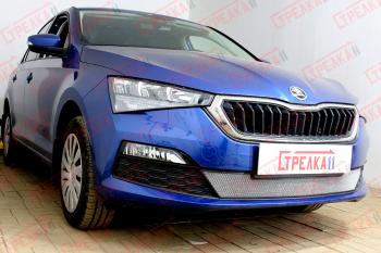 2 699 р. Защита радиатора (низ) Стрелка11 Стандарт  Skoda Rapid  MK2 (2019-2024) (хром). Увеличить фотографию 1