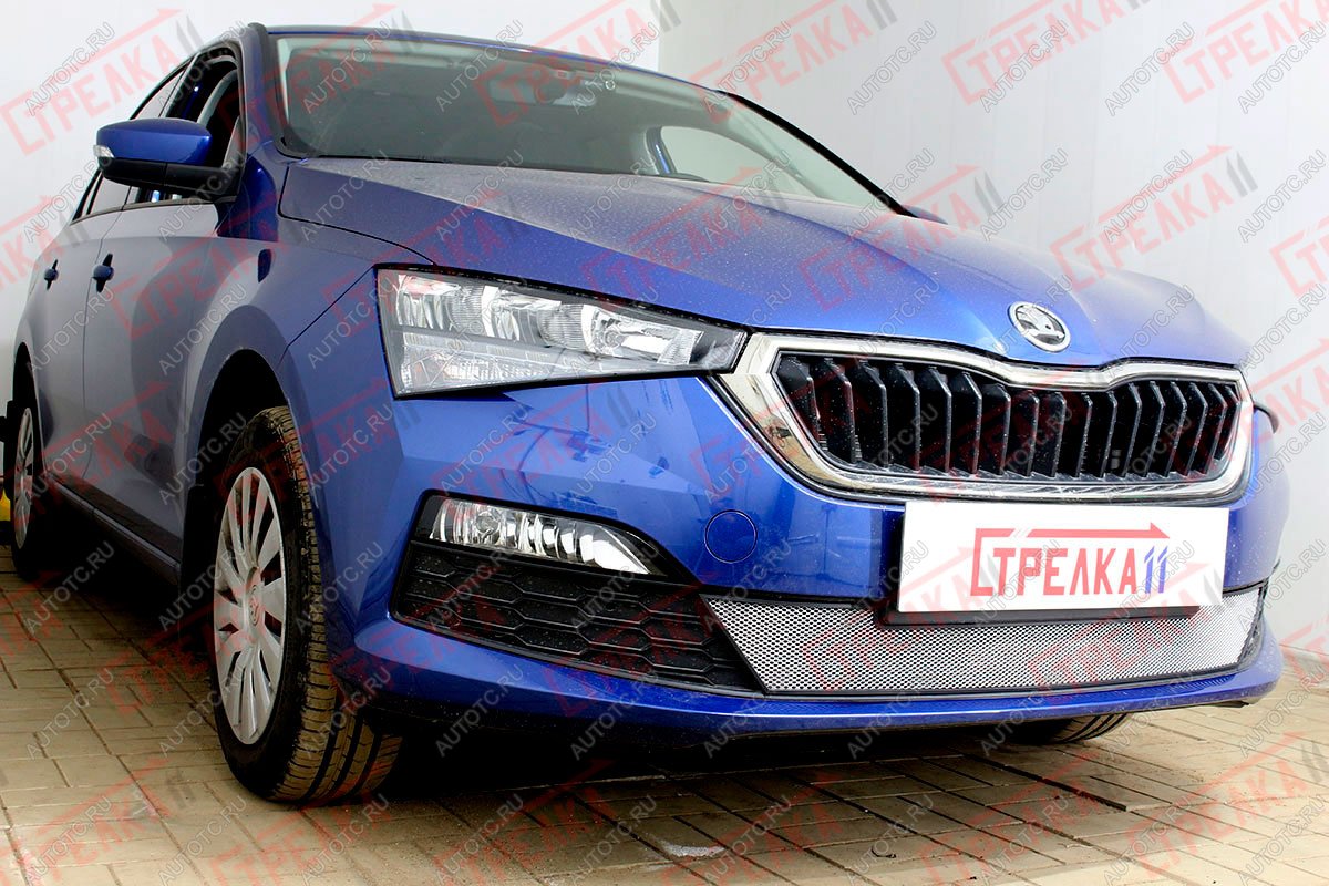 2 699 р. Защита радиатора (низ) Стрелка11 Стандарт  Skoda Rapid  MK2 (2019-2024) (хром)