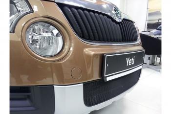 2 499 р. Защита радиатора Стрелка11 Стандарт Skoda Yeti (2009-2013) (черная). Увеличить фотографию 1