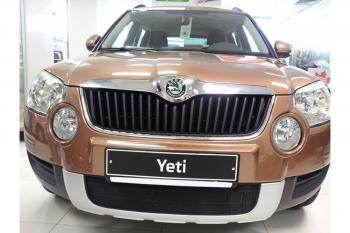 2 499 р. Защита радиатора Стрелка11 Стандарт Skoda Yeti (2009-2013) (черная). Увеличить фотографию 2