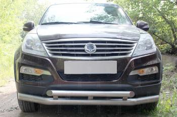 2 599 р. Защита радиатора Стрелка11 Стандарт  SSANGYONG Rexton  Y250 (2006-2012) (черная). Увеличить фотографию 1