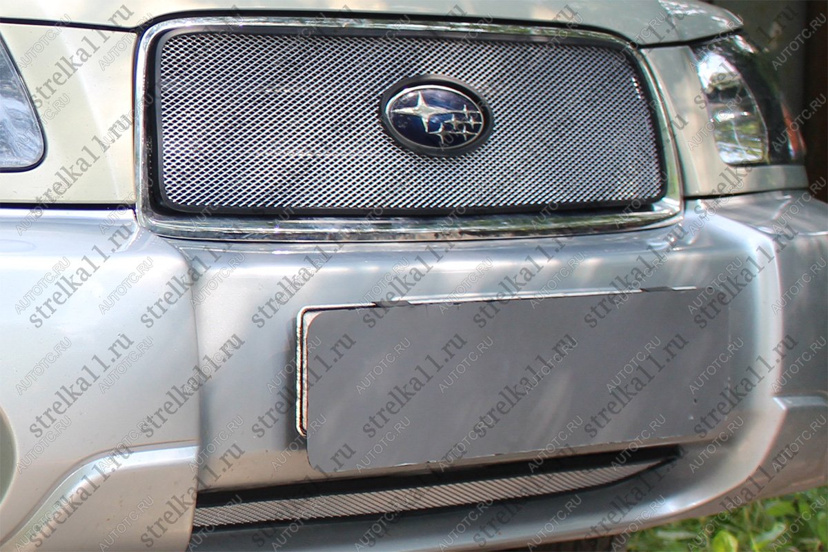 2 399 р. Защита радиатора (низ) Стрелка11 Стандарт  Subaru Forester  SG (2002-2005) дорестайлинг (хром)