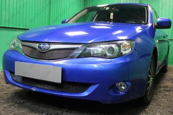 2 499 р. Защита радиатора (верх) (V1.5) Стрелка11 Стандарт  Subaru Impreza ( GE,  GH) (2007-2012) седан, хэтчбэк (черная). Увеличить фотографию 1