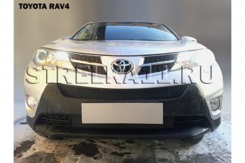 2 499 р. Защита радиатора (верх) Стрелка11 Стандарт Toyota RAV4 XA40 5 дв. дорестайлинг (2012-2015) (черная). Увеличить фотографию 1