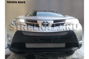 2 599 р. Защита радиатора (верх) Стрелка11 Стандарт  Toyota RAV4  XA40 (2012-2015) 5 дв. дорестайлинг (хром). Увеличить фотографию 1