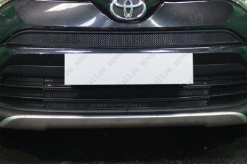 Защита радиатора (низ 2 части) Стрелка11 Стандарт  Toyota (Тойота) RAV4 (рав)  XA40 (2015-2019) XA40 5 дв. рестайлинг  (черная)