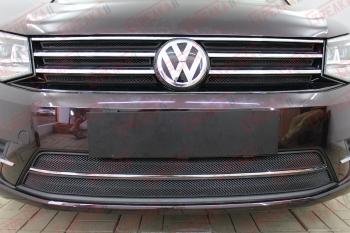 3 799 р. Защита радиатора (низ 2 части) Стрелка11 Стандарт  Volkswagen Caddy  2K (2015-2020) рестайлинг (черная). Увеличить фотографию 1