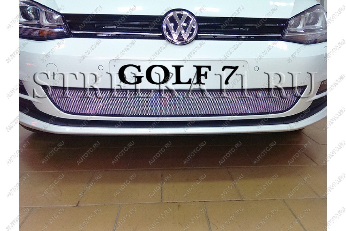 2 669 р. Защита радиатора Стрелка11 Стандарт  Volkswagen Golf  7 (2012-2017) дорестайлинг, хэтчбэк 5 дв. (хром)