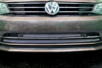 4 299 р.  Защита радиатора (3 части) Стрелка11 Стандарт  Volkswagen Jetta  A6 (2015-2018) седан рестайлинг (хром). Увеличить фотографию 1