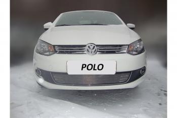 2 599 р. Защита радиатора Стрелка11 Стандарт  Volkswagen Polo  5 (2009-2015) седан дорестайлинг (хром). Увеличить фотографию 2