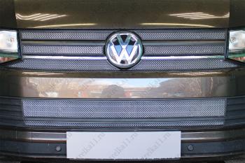 4 799 р. Защита радиатора (6 части верх) Стрелка11 Стандарт Volkswagen Caravelle T6 дорестайлинг (2015-2019) (черная). Увеличить фотографию 1