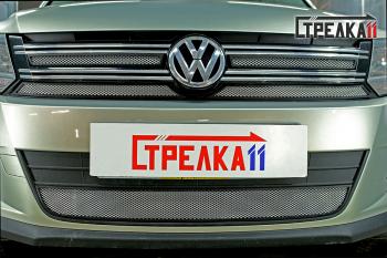 2 379 р.  Защита радиатора (низ) Стрелка11 Стандарт  Volkswagen Tiguan  NF (2011-2017) рестайлинг (хром). Увеличить фотографию 1