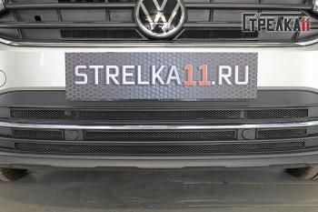 5 699 р. Защита радиатора (низ) Стрелка11 Стандарт Volkswagen Tiguan Mk2 рестайлинг (2020-2022) (черная). Увеличить фотографию 1