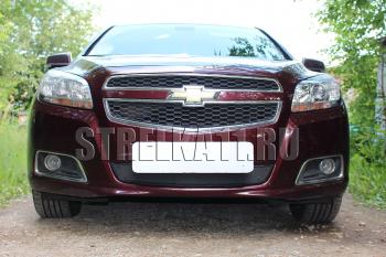 599 р. Зимняя заглушка решетки радиатора Стрелка11  Chevrolet Malibu ( 7,  8) (2008-2015) (черная). Увеличить фотографию 1