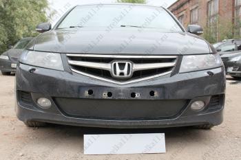 599 р. Зимняя заглушка решетки радиатора Стрелка11  Honda Accord  CM (2006-2008) универсал рестайлинг (черная). Увеличить фотографию 1