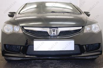 599 р. Зимняя заглушка решетки радиатора Стрелка11  Honda Civic ( FN,  FD) (2008-2012) купе рестайлинг, седан рестайлинг (черная). Увеличить фотографию 1