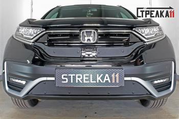 599 р. Зимняя заглушка решетки радиатора (низ) Стрелка11 Honda CR-V RW,RT рестайлинг (2019-2022) (черная). Увеличить фотографию 1