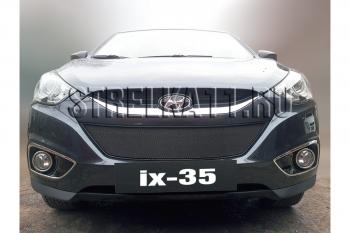 599 р. Зимняя заглушка решетки радиатора Стрелка11  Hyundai IX35  LM (2009-2013) дорестайлинг (черная). Увеличить фотографию 2