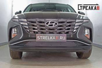 599 р. Зимняя заглушка решетки радиатора (низ) Стрелка11 Hyundai Tucson NX4 (2020-2022) (черная). Увеличить фотографию 1