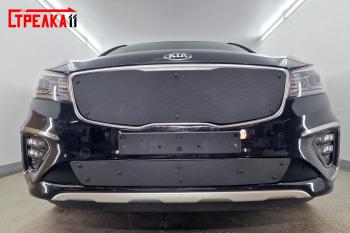 1 199 р. Зимняя заглушка решетки радиатора (верх) Стрелка11  KIA Carnival  YP (2018-2020) минивэн рестайлинг (черная). Увеличить фотографию 2