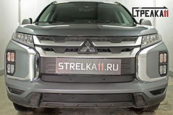 599 р. Зимняя заглушка решетки радиатора (низ) Стрелка11 Mitsubishi ASX 3-ий рестайлинг (2019-2024) (черная). Увеличить фотографию 1