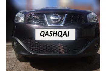 599 р. Зимняя заглушка решетки радиатора Стрелка11 Nissan Qashqai 1 J10 рестайлинг (2010-2013) (черная). Увеличить фотографию 2