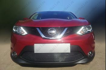 599 р. Зимняя заглушка решетки радиатора Стрелка11  Nissan Qashqai  2 (2013-2019) J11 дорестайлинг (черная). Увеличить фотографию 2