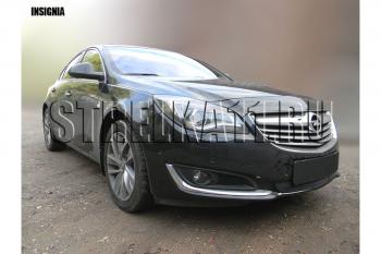 599 р. Зимняя заглушка решетки радиатора Стрелка11 Opel Insignia A рестайлинг седан (2013-2017) (черная). Увеличить фотографию 3