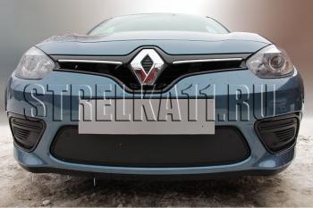 599 р. Зимняя заглушка решетки радиатора (верх, 2 детали) Стрелка11 Renault Fluence рестайлинг (2012-2016) (черная). Увеличить фотографию 1