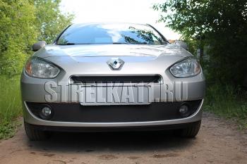 599 р. Зимняя заглушка решетки радиатора (верх) Стрелка11  Renault Fluence (2010-2012) дорестайлинг (черная). Увеличить фотографию 1