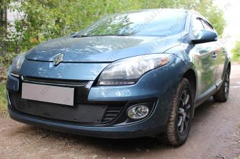 599 р. Зимняя заглушка решетки радиатора (низ) Стрелка11 Renault Megane купе 3 дв. 1-ый рестайлинг (2012-2014) (черная). Увеличить фотографию 2