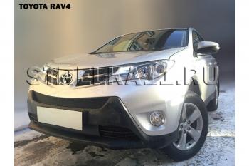 599 р. Зимняя заглушка решетки радиатора (верх) Стрелка11  Toyota RAV4  XA40 (2012-2015) 5 дв. дорестайлинг (черная). Увеличить фотографию 2